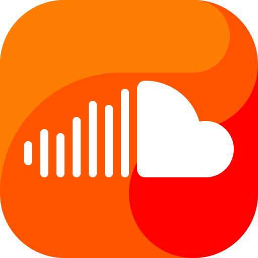 Logo von SoundCloud mit stilisierten Soundwellen und einer Wolke in Orange und Gelb.