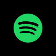 Grünes Spotify-Logo mit drei schwarzen Wellenlinien auf schwarzem Hintergrund.